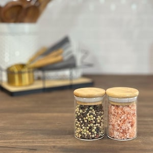 2 oz. Glass Spice Jars with Bamboo Lid | Eco - Kitchen Collection | Glass Spice Jars | Air Tight | 60ml Spice Jar | FREE SHIPPING