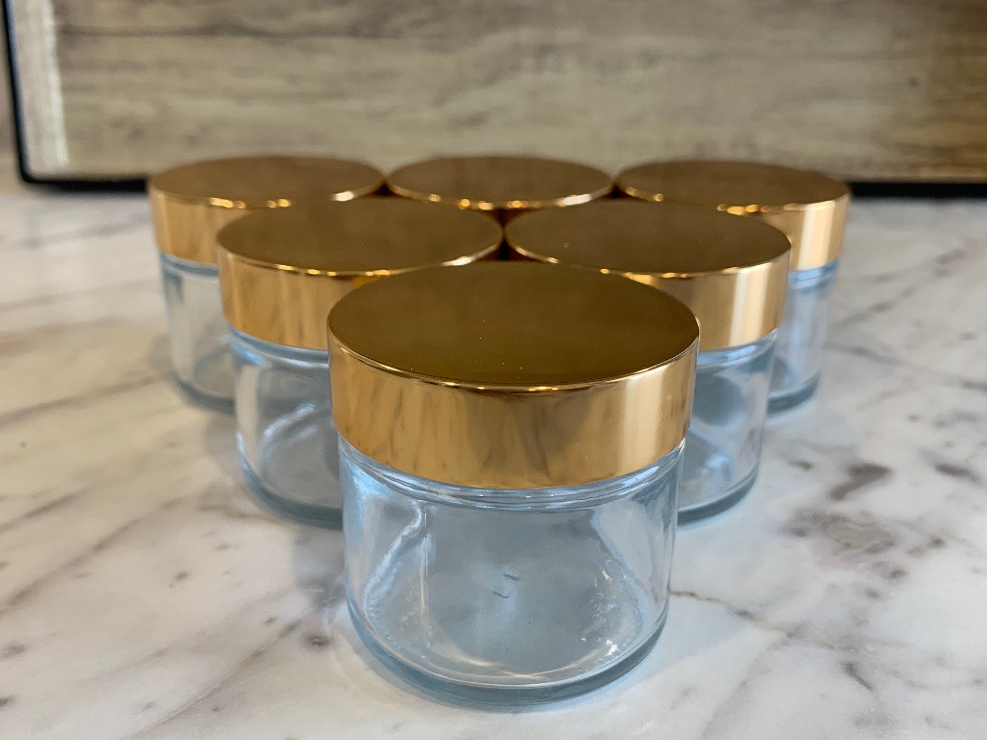 1 Small Round Clear Glass BABY Food JAR W/ Polished Metal Lid 2 1/2 Tall X  2 1/8 Diameter Food Storage Canister 