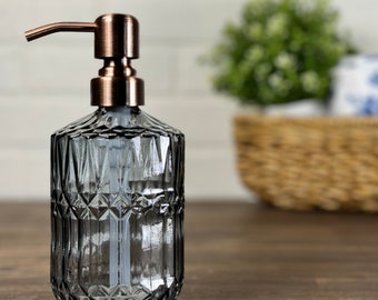 Savannah glazen zeepdispenser | 14 ounce navulbaar | Meerdere opties | Designer metalen pumps | Handzeepbakje Zeeplotion | Minimalistische decoratie