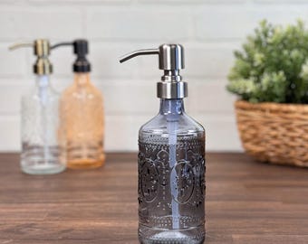 Toscane glazen zeepdispenser | 14 ounce navulbaar | Meerdere opties | Designer metalen pumps | Handzeepbakje Zeeplotion | Minimalistische decoratie