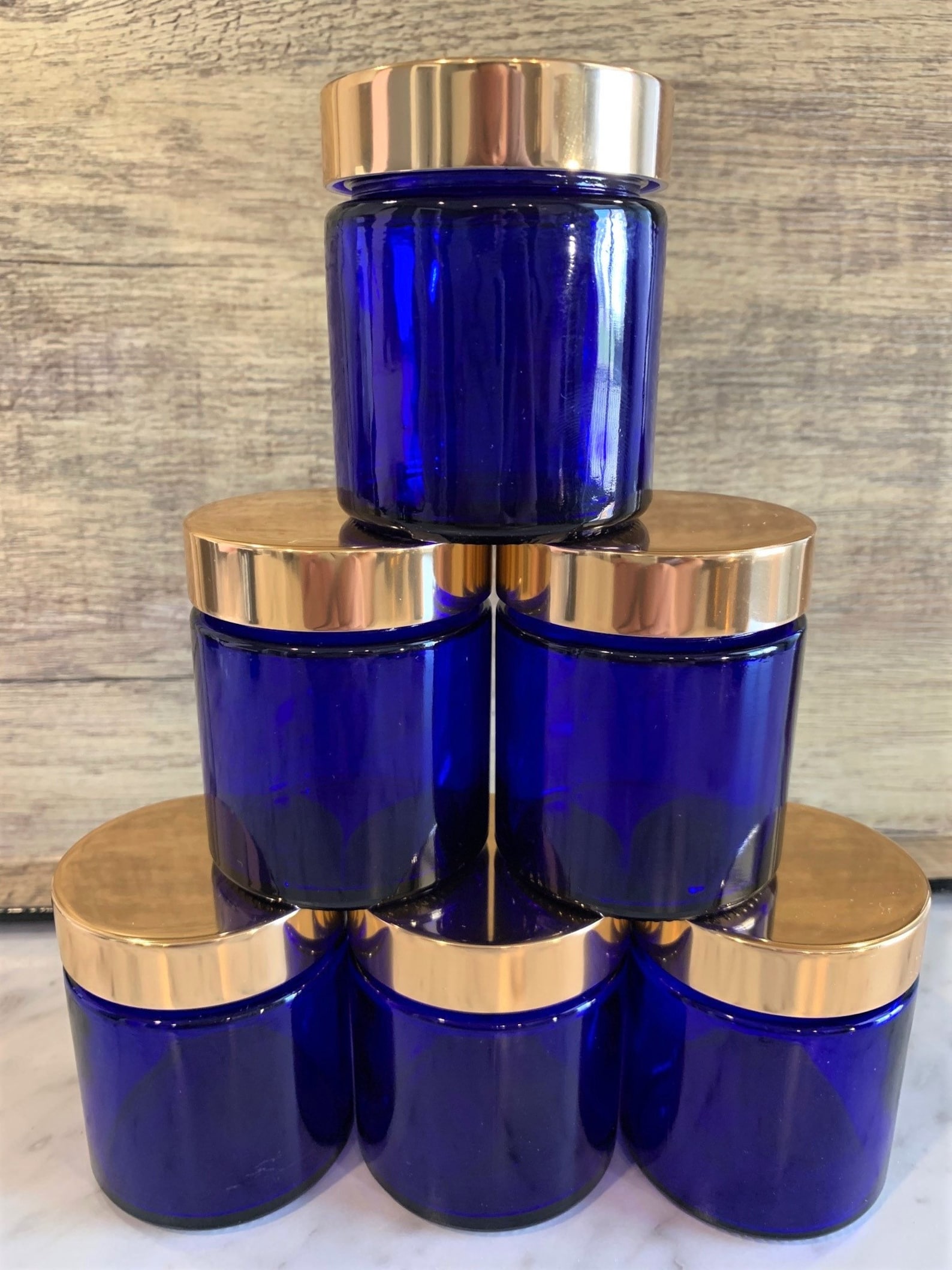 4oz Blue Glass Jar With Insulated Gold Lid for Creams Etsy