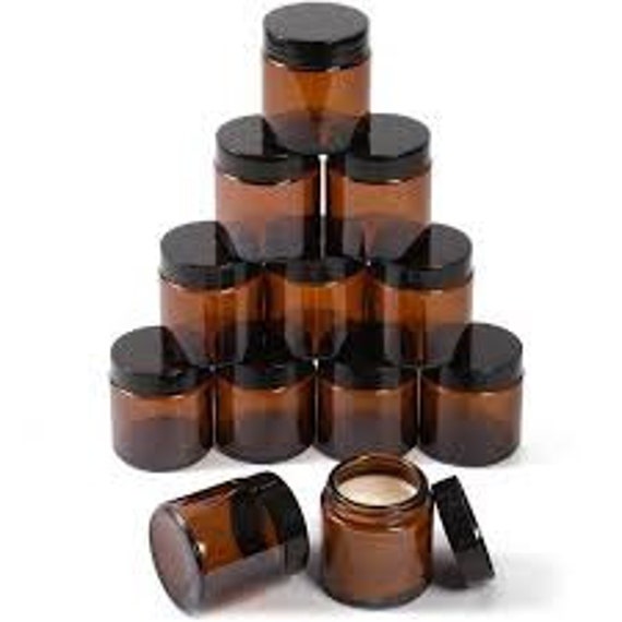 4oz Amber Glass Jar With Insulated Black Plastic Lid for Creams, Spice,  Honey, Skincare and Essential Oils. Also, Great for Candle Making 