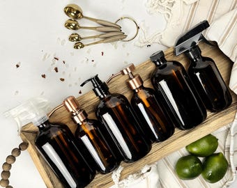 Amber Glass Soap Dispenser | 8 or 16-ounce