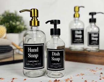 Clear Glass Hand Soap + Dish Soap Dispenser | Apothecary Collection
