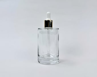 2.0 Unze. Klarglas Zylinder Flasche mit Gold Glass Dropper | Perfekt für deine ätherischen Öle & Hautpflegeprodukte