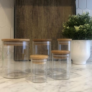 4 oz. Glazen kruidenpotjes met bamboe deksel | Eco - Keuken collectie | Glazen kruidenpotjes | Luchtdichte | 120ml Kruidenpot | GRATIS VERZENDING