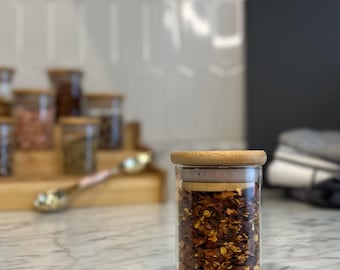 4 oz. Glass Spice Jars with Bamboo Lid | Eco - Kitchen Collection | Glass Spice Jars | Air Tight | 120ml Spice Jar | FREE SHIPPING