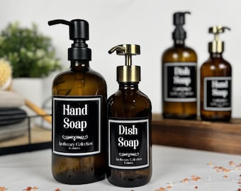 Amber Glass Hand Soap + Dish Soap Dispenser | Apothecary Collection
