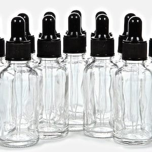 1 oz. (30 ML) Clear Boston Round Glass Bottle with glass dropper.  Great for serums, essential oils, aromatherapy or your own DIY.