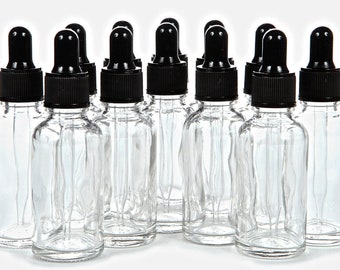 1 oz. (30 ML) Clear Boston Round Glass Bottle with glass dropper.  Great for serums, essential oils, aromatherapy or your own DIY.