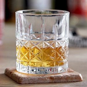 Szklanka do whisky Vintage Style Rocks / Old Fashioned Lowball | 11 uncji | Zestaw 2 sztuk | Wzór ze szkła trawionego | Edycja limitowana, do wyczerpania zapasów!