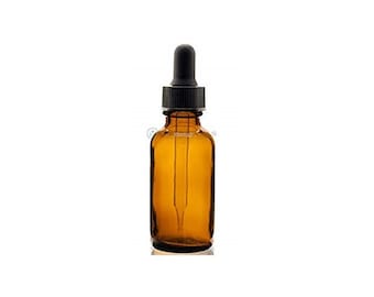 2 oz. (60 ML) Amber Boston Round Glass Bottle with Glass Dropper - Aromatherapy / Essential Oils / Perfumes / Face Oils