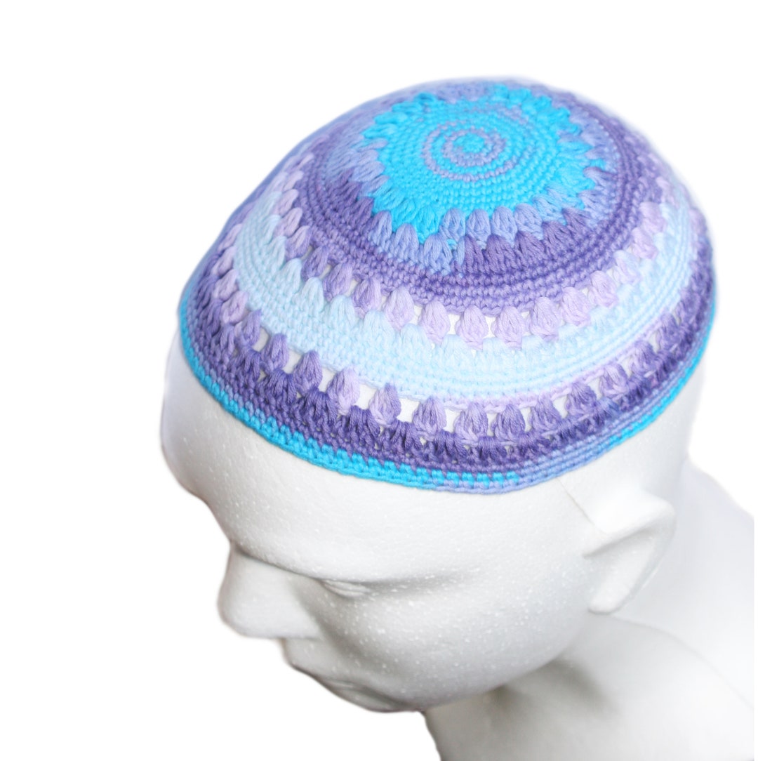 Kippah Big Size Kippah Turquoise and Purple Ombre Crochet Etsy