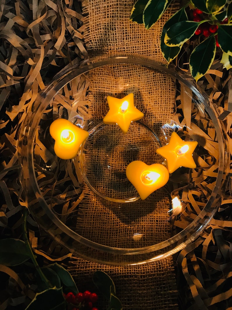 Floating Candles 4pk Hearts & Stars Floating Pure Beeswax Etsy