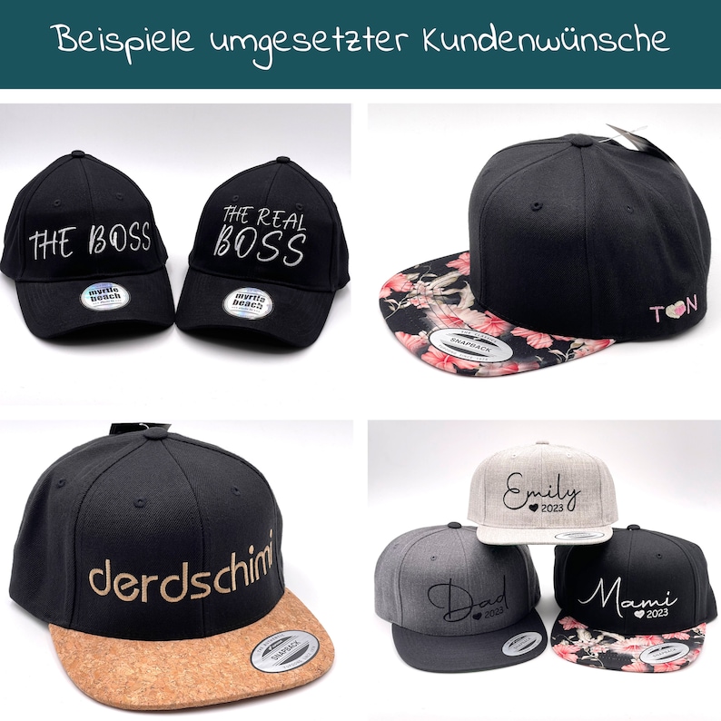 Cap Familie bestickt Cap mit Aufschrift Snapback Cap Vatertag individuell Cap Partner personalisierte Cap mit Namen Bild 3