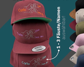 Embroidered cap - fists with name - embroidery - with year - snapback cap - personalized and individual - mom, dad, children's cap