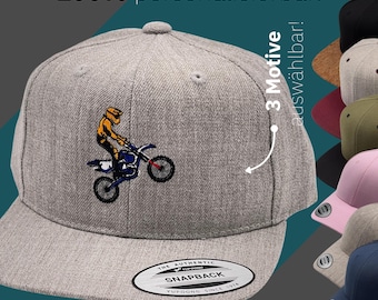 Personalized cap with motocross and motorcycle design - with name - snapback cap for birthdays - children's cap, children's hat, personalized and customized