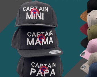 Embroidered cap - with Captain, Mama, Papa, Mini - with lettering - Snapback cap for birthdays, Father's Day, names, personalized, customized