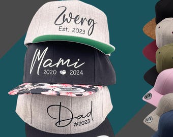 Personalized cap embroidered with name - with inscription - with year - Snapback cap for birthdays, Father's Day, partner, individualized