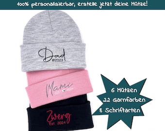 Winter hat family embroidered hat with inscription individually personalized beanie with name