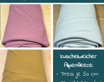 Alpine fleece - cuddly sweatshirt fabric - polar fleece - fabric by the meter for sewing from 0.5 m (Oeko-Tex 100) - pink melange - light grey - ochre - 50 cm - steps