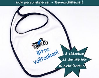 Moped Baby Lätzchen bestickt Spucktuch Kleinkind Sabberlatz personalisiert mit DDR Moped