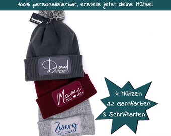 Winter hat family embroidered hat with inscription individually personalized beanie with name