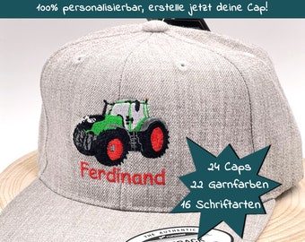 Cap Traktor bestickt Cap mit Aufschrift Snapback Cap individuell Kindercap personalisiert mit Namen Kindermütze