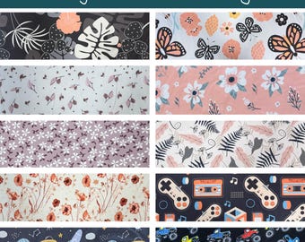 Jersey fabric (Oeko-Tex 100) - various designs - 50 cm increments - sold by the meter - for sewing children's clothing - floral patterns - blossoms