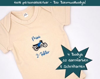 Moped baby bodysuit with embroidery birth gift personalized with name christening gift baby bodysuit embroidered romper embroidered bodysuit with DDR moped
