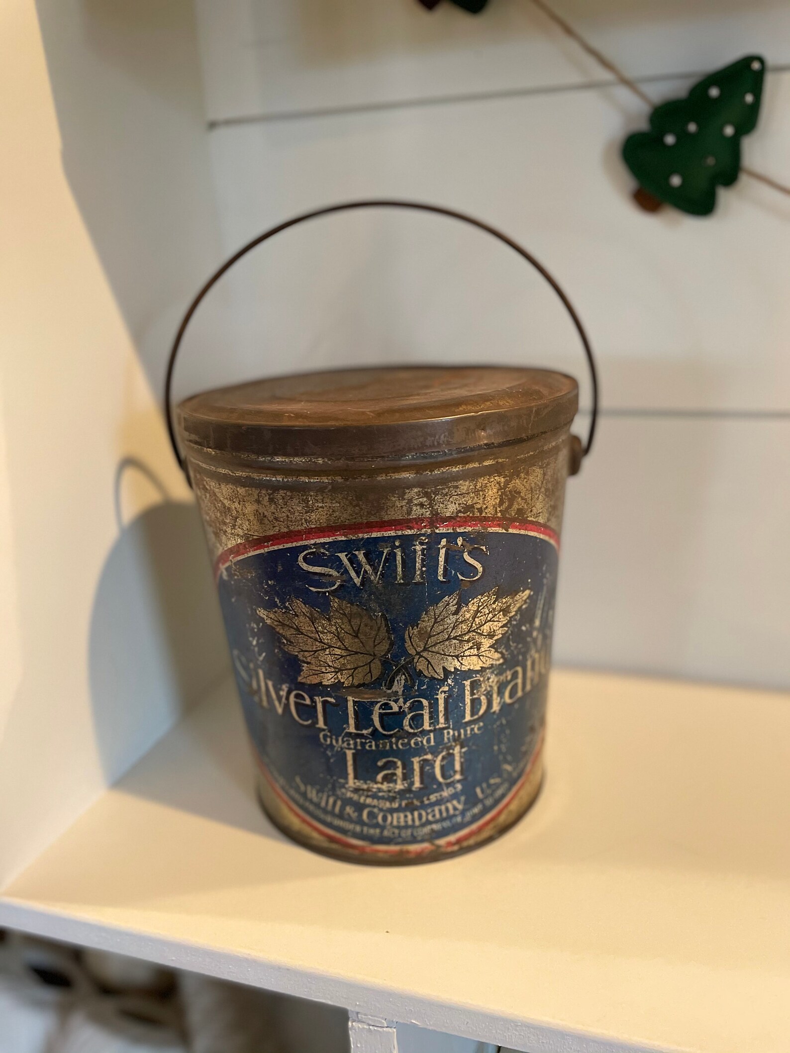 Vintage Lard Tin Lard Bucket Silver Leaf Brand Lard Etsy