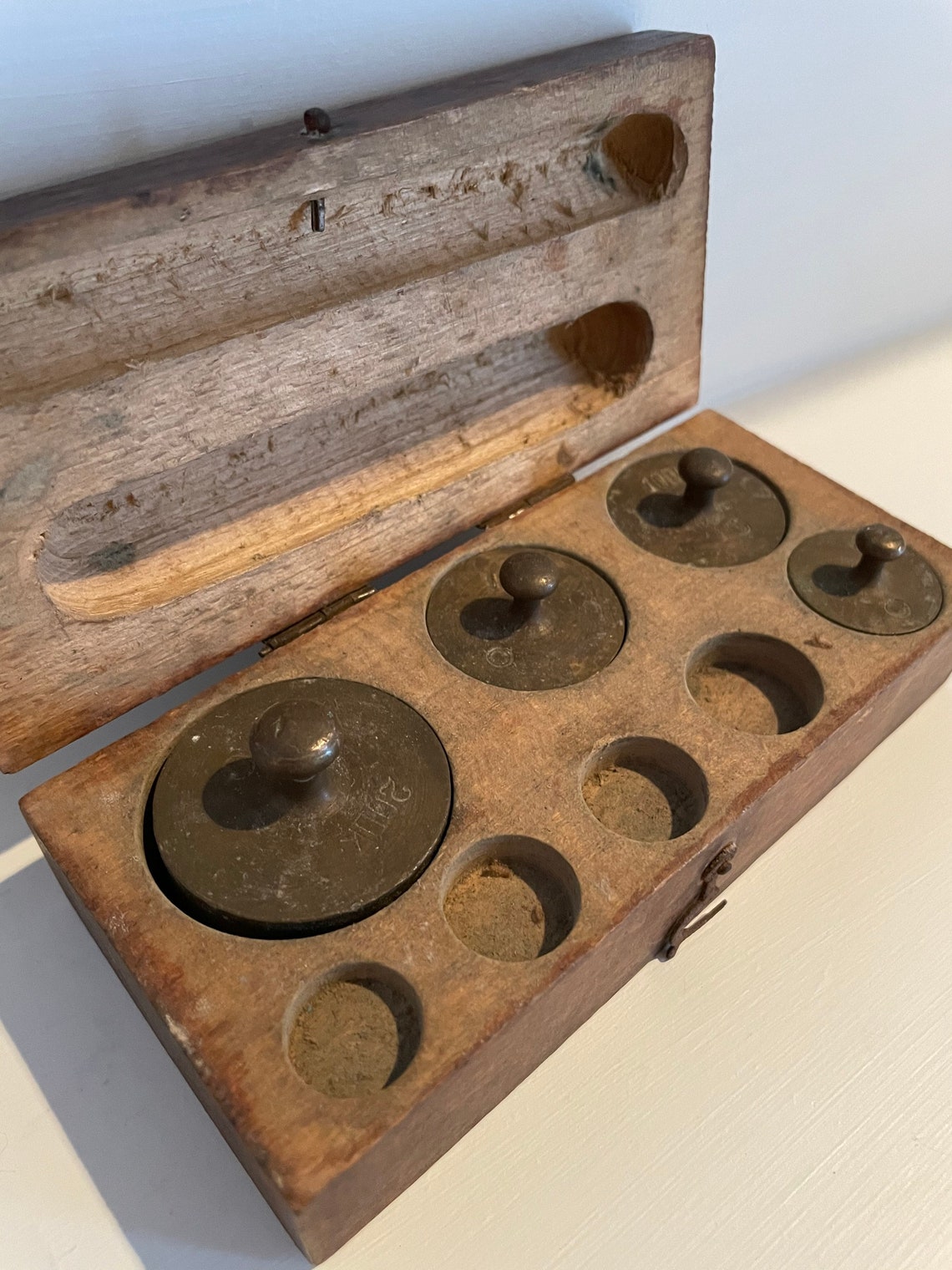 Vintage Brass Scale Weights with Original Wood Box Etsy