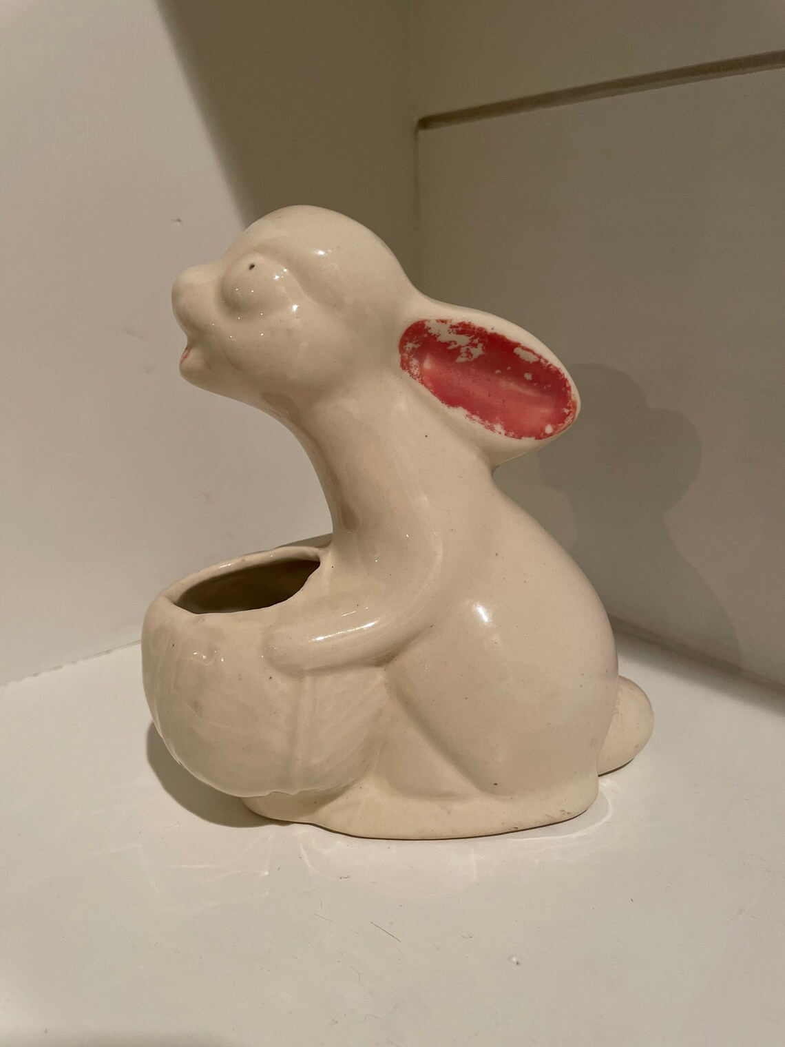 Vintage Porcelain Bunny Planter Etsy