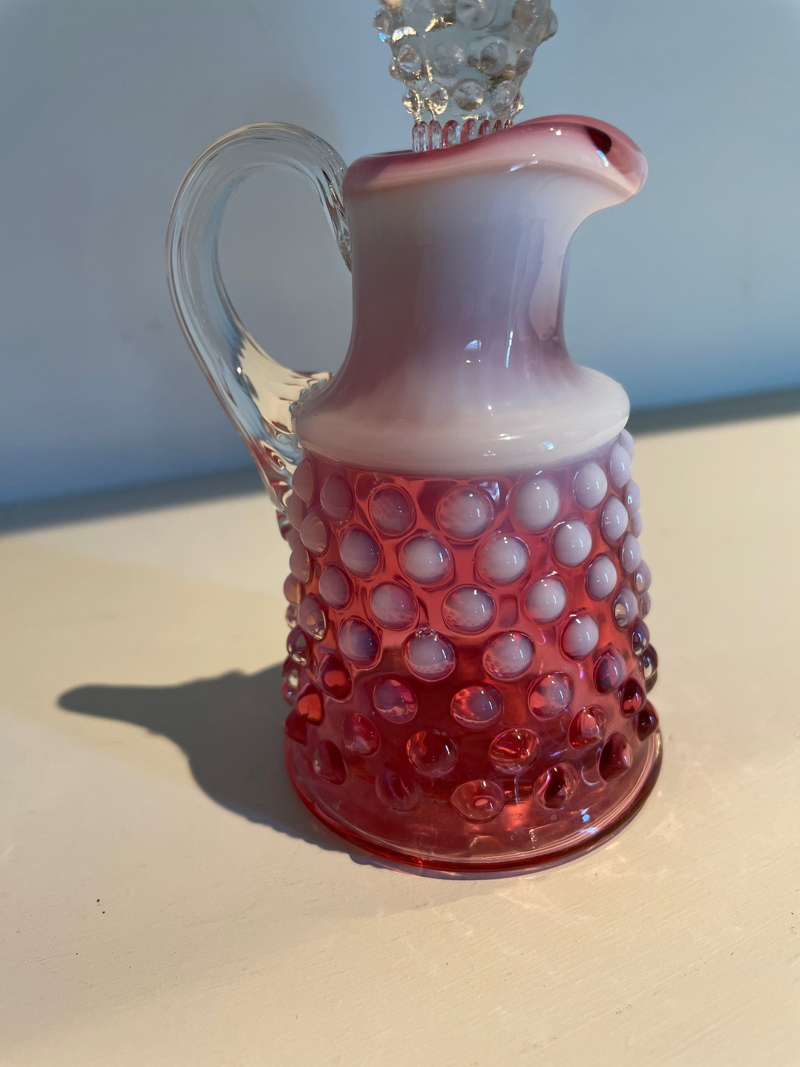 Vintage Fenton Opalescent Cranberry Glass Hobnail Cruet with Etsy
