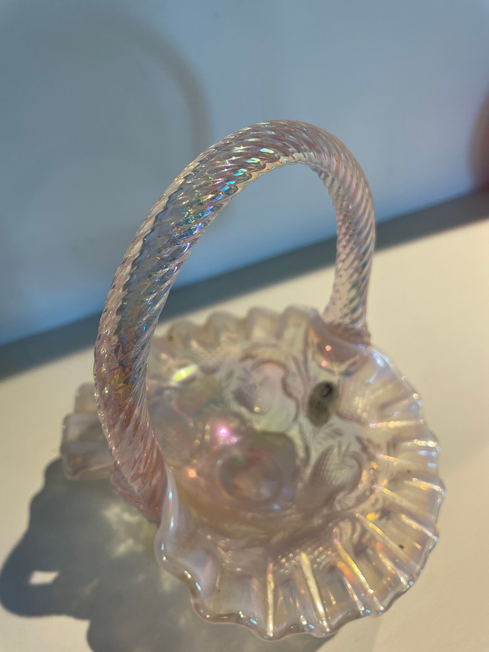 Vintage Fenton Pink Strawberry Iridescent Carnival Glass Etsy