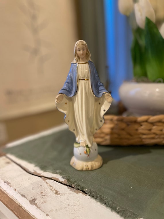 Vintage Porcelain Virgin Mary Statue | Etsy