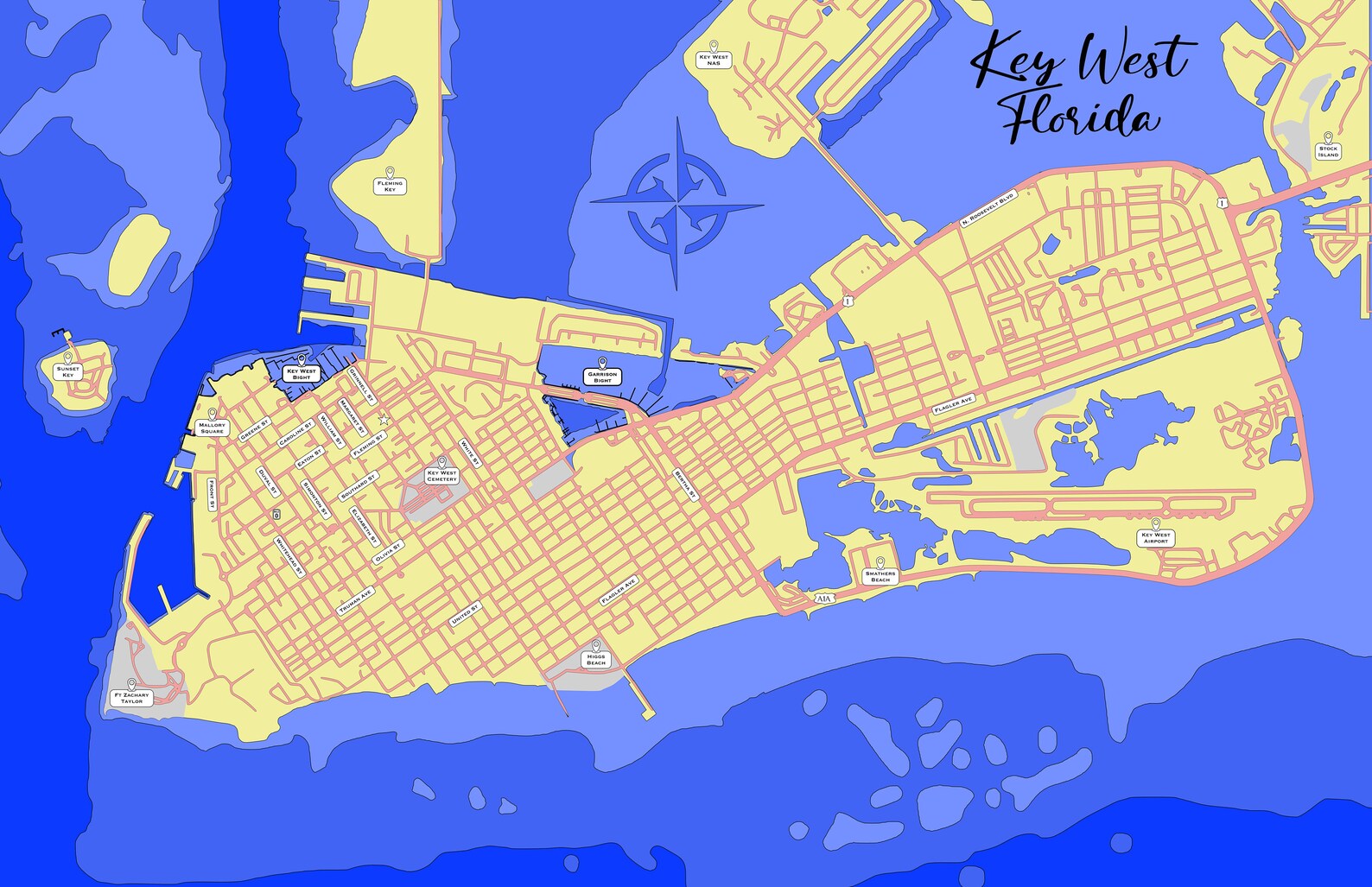 Digital File of a Multilayered Map of Key West Etsy