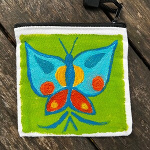 Petite pochette à glissière de pièces / cartes: animaux fantaisistes Art peint à la main