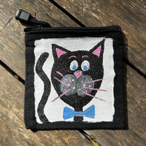 Piccola moneta / carta Zip Pouch: gatti stravagante arte dipinta a mano