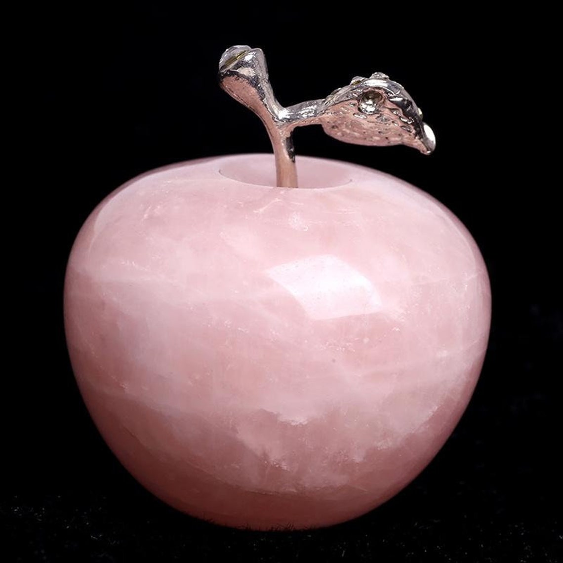 Rose Quartz Handcarved Crystal Gemstone Apple Figurine Etsy Canada