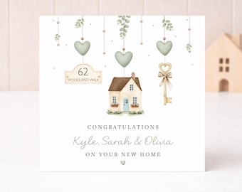 Personalised New Home Card, First Home Card, Housewarming Gift for Couple or Family, Custom Address Moving House Card