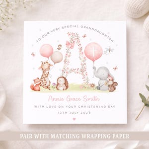 Girl's Christening Card, Girl's Baptism Card, Personalised Christening Card & Gift Wrap for Daughter, Granddaughter, Goddaughter, Niece