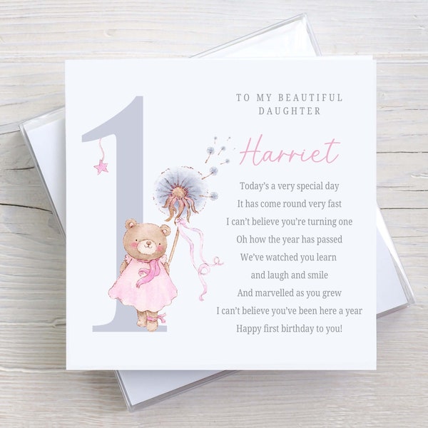 Personalised Girl's First Birthday Card, 1st Birthday Card for Daughter, Granddaughter, Sister, Goddaughter, Niece, Special Little Girl