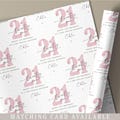 21st Birthday Gift Wrapping Paper, Personalised Happy 21st Birthday Gift Wrap & Card for Daughter, Granddaughter, Niece, Pink Floral Numbers