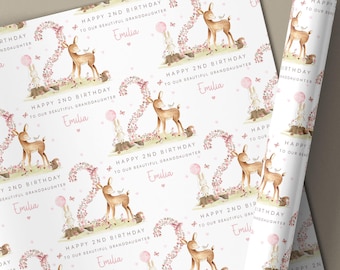 Birthday Gift Wrapping Paper, Personalised 2nd, 3rd, 4th, 5th, Any Age  Birthday Gift Wrap & Card for Daughter, Granddaughter, Niece, Girls