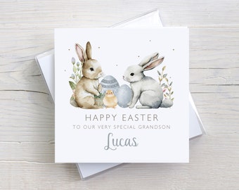 Personalised Kids Easter Card | Easter Card for Son, Grandson, Great Grandson, Godson, Nephew, Special Little Boy | Boy's Easter Card