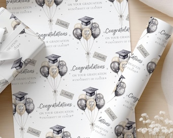 Personalised Graduation Wrapping Paper, Custom Congratulations Gift Wrap for University Graduate, Class of 2025 Gift Paper for Him or Her