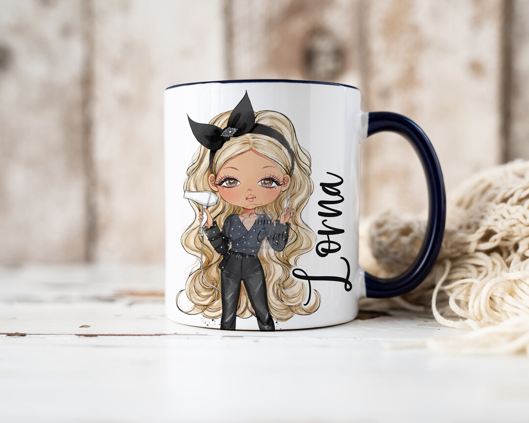 Personalised Hairdresser Mug Black Handled Mug for Hairdresser