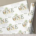 First Birthday Gift Wrapping Paper, Personalised 1st Birthday Gift Wrap for Son, Grandson, Great Grandson, Nephew, Godson, Safari Animals