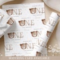 Bear 1st Birthday Wrapping Paper, Personalised Gift Wrap for Son, Grandson, Nephew, Baby Boy's First Birthday, Birthday Wrap for 1 Year Old